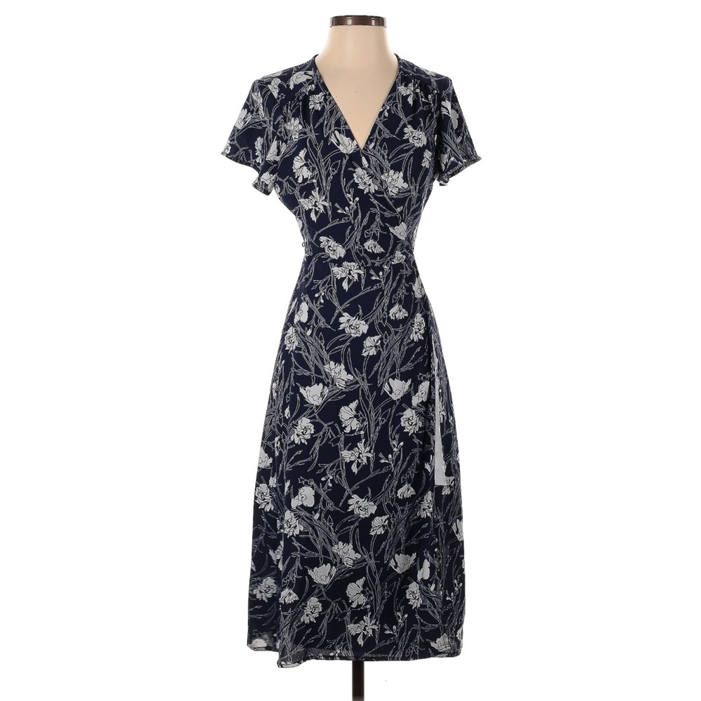 Leith - V Neck Wrap Midi Dress Short Sleeve